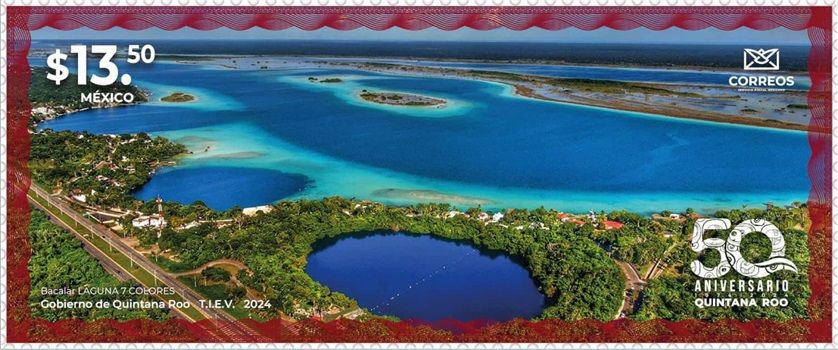 BACALAR PRESENTE EN ESTAMPILLA POSTAL PARA LLEGAR A TODOS LOS RINCONES DEL PAÍS