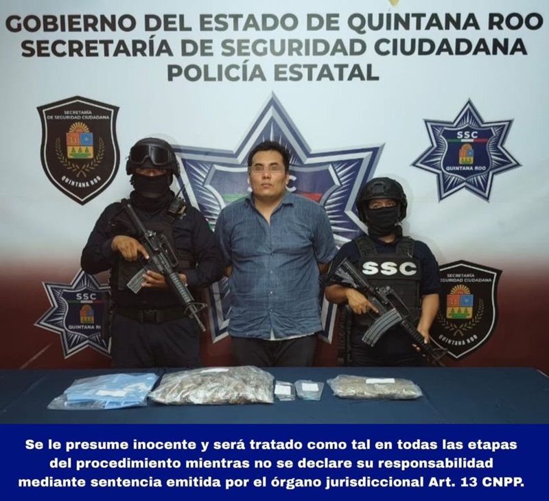 LO CAPTURAN EN CANCÚN CARGADO CON CASI 200 DOSIS DE “MOTA”